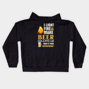 Funny Camping I Light Fires Make Beer Disappear Tees Kids Hoodie